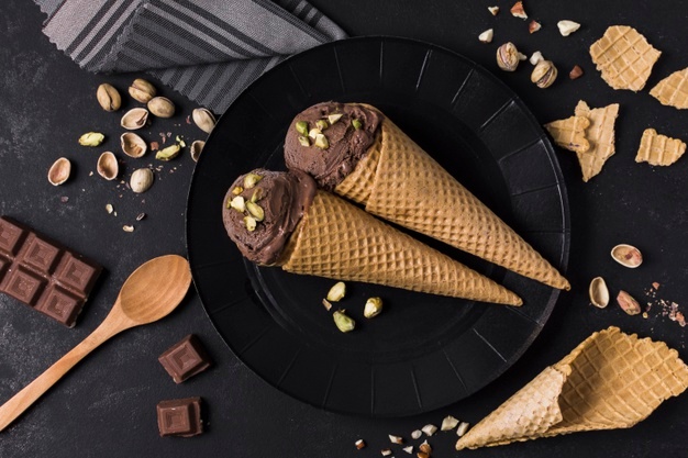 warna coklat cone ice cream